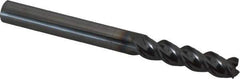 Niagara Cutter - 3/8", 1-1/2" LOC, 3/8" Shank Diam, 4" OAL, 3 Flute, Solid Carbide Square End Mill - Single End, TiCN Finish, Spiral Flute, 45° Helix, Centercutting, Right Hand Cut, Right Hand Flute, Series A345 - Eagle Tool & Supply