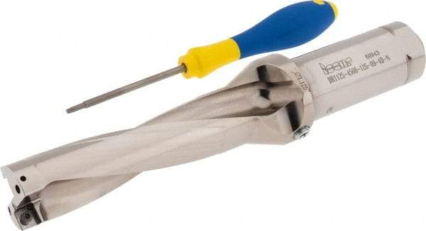Iscar - 4-1/2" Max Drill Depth, 4xD, 1-1/8" Diam, Indexable Insert Drill - 2 Inserts, 1-1/4" Shank Diam, Straight Shank - Eagle Tool & Supply