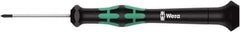 Wera - #000 Phillips Point, 40mm Blade Length Precision Phillips Screwdriver - 137mm OAL - Eagle Tool & Supply