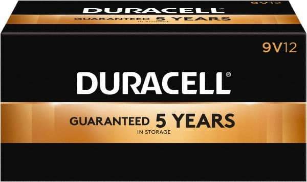 Duracell - Size 9V, Alkaline, 12 Pack, Standard Battery - 9 Volts, Snap Terminal, 6LR61, ANSI 1604A Regulated - Eagle Tool & Supply