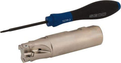 Seco - 1" Cut Diam, 0.354" Max Depth of Cut, 1" Shank Diam, 3.78" OAL, Indexable Square Shoulder End Mill - XO.X 10T3.. Inserts, Weldon Shank, 90° Lead Angle, Through Coolant, Series Turbo 10 - Eagle Tool & Supply