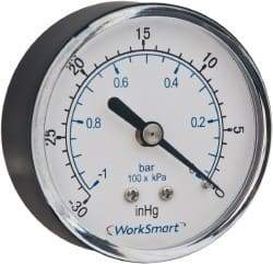 Value Collection - 2-1/2" Dial, 1/4 Thread, 0-60 Scale Range, Pressure Gauge - Center Back Connection Mount, Accurate to 3-2-3% of Scale - Eagle Tool & Supply