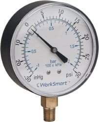 Value Collection - 2-1/2" Dial, 1/4 Thread, 0-15 Scale Range, Pressure Gauge - Lower Connection Mount, Accurate to 3-2-3% of Scale - Eagle Tool & Supply