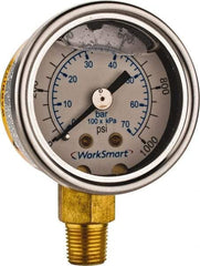 Value Collection - 1-1/2" Dial, 1/8 Thread, 0-1,000 Scale Range, Pressure Gauge - Lower Connection Mount, Accurate to 3-2-3% of Scale - Eagle Tool & Supply
