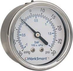 Value Collection - 2-1/2" Dial, 1/4 Thread, 0-100 Scale Range, Pressure Gauge - Center Back Connection Mount, Accurate to 3-2-3% of Scale - Eagle Tool & Supply