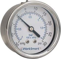 Value Collection - 2-1/2" Dial, 1/4 Thread, 0-300 Scale Range, Pressure Gauge - Center Back Connection Mount, Accurate to 3-2-3% of Scale - Eagle Tool & Supply