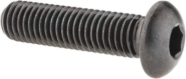 Made in USA - 1/2-13 UNC Hex Socket Drive, Button Screw - Alloy Steel, Black Oxide Finish, Fully Threaded, 2" Length Under Head - Eagle Tool & Supply