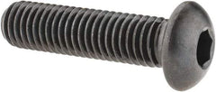Made in USA - 1/2-13 UNC Hex Socket Drive, Button Screw - Alloy Steel, Black Oxide Finish, Fully Threaded, 2" Length Under Head - Eagle Tool & Supply