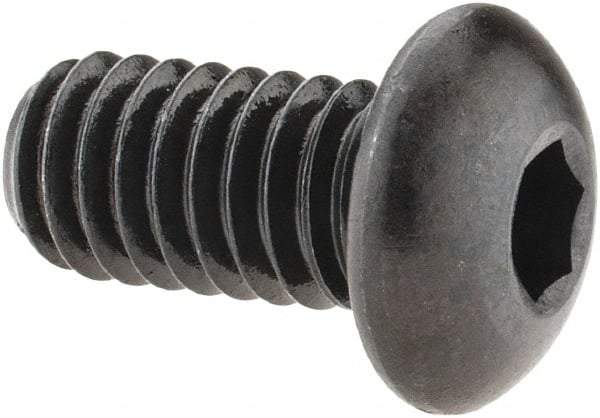 Made in USA - 5/16-18 UNC Hex Socket Drive, Button Screw - Alloy Steel, Black Oxide Finish, Fully Threaded, 5/8" Length Under Head - Eagle Tool & Supply