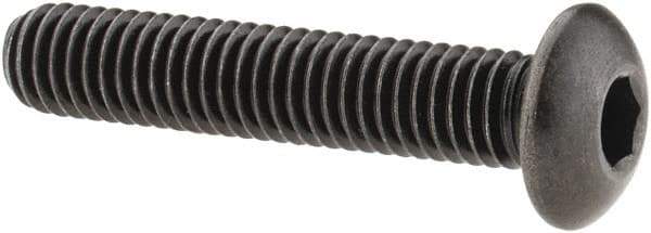 Made in USA - #10-32 UNF Hex Socket Drive, Button Screw - Alloy Steel, Black Oxide Finish, Fully Threaded, 1" Length Under Head - Eagle Tool & Supply