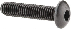 Made in USA - #10-32 UNF Hex Socket Drive, Button Screw - Alloy Steel, Black Oxide Finish, Fully Threaded, 7/8" Length Under Head - Eagle Tool & Supply