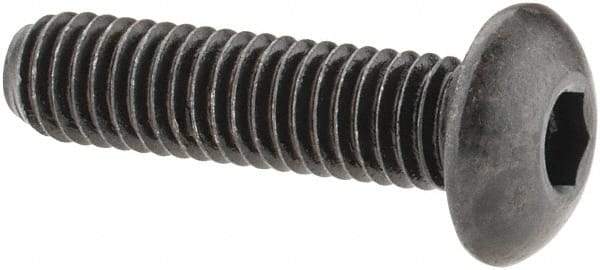 Made in USA - #10-32 UNF Hex Socket Drive, Button Screw - Alloy Steel, Black Oxide Finish, Fully Threaded, 3/4" Length Under Head - Eagle Tool & Supply