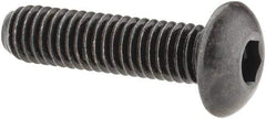 Made in USA - #10-32 UNF Hex Socket Drive, Button Screw - Alloy Steel, Black Oxide Finish, Fully Threaded, 3/4" Length Under Head - Eagle Tool & Supply
