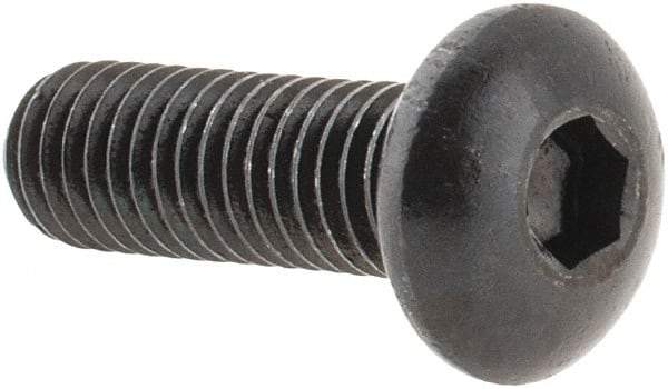 Made in USA - #10-32 UNF Hex Socket Drive, Button Screw - Alloy Steel, Black Oxide Finish, Fully Threaded, 5/8" Length Under Head - Eagle Tool & Supply