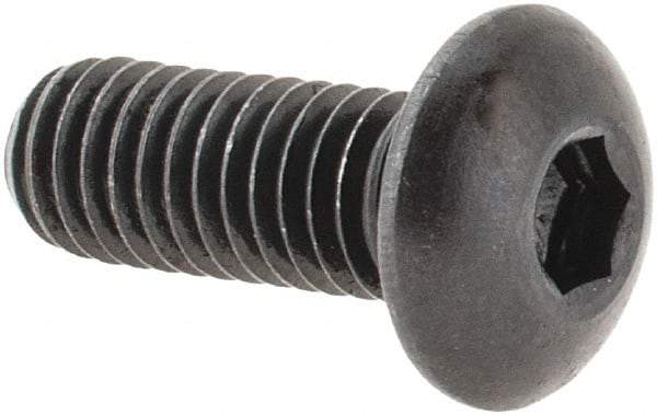 Made in USA - #10-32 UNF Hex Socket Drive, Button Screw - Alloy Steel, Black Oxide Finish, Fully Threaded, 1/2" Length Under Head - Eagle Tool & Supply