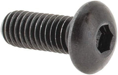 Made in USA - #10-32 UNF Hex Socket Drive, Button Screw - Alloy Steel, Black Oxide Finish, Fully Threaded, 1/2" Length Under Head - Eagle Tool & Supply