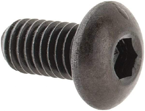 Made in USA - #10-32 UNF Hex Socket Drive, Button Screw - Alloy Steel, Black Oxide Finish, Fully Threaded, 3/8" Length Under Head - Eagle Tool & Supply
