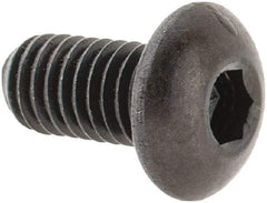 Made in USA - #10-32 UNF Hex Socket Drive, Button Screw - Alloy Steel, Black Oxide Finish, Fully Threaded, 3/8" Length Under Head - Eagle Tool & Supply