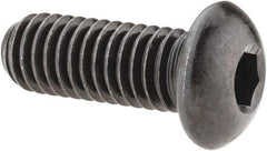 Made in USA - 3/8-16 UNC Hex Socket Drive, Button Screw - Alloy Steel, Black Oxide Finish, Fully Threaded, 1" Length Under Head - Eagle Tool & Supply