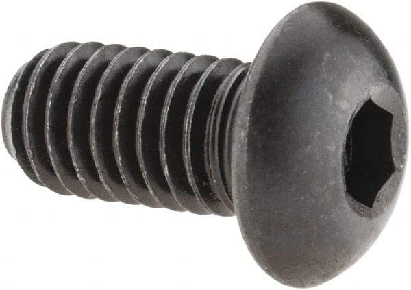 Made in USA - 3/8-16 UNC Hex Socket Drive, Button Screw - Alloy Steel, Black Oxide Finish, Fully Threaded, 3/4" Length Under Head - Eagle Tool & Supply