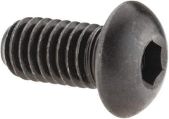 Made in USA - 3/8-16 UNC Hex Socket Drive, Button Screw - Alloy Steel, Black Oxide Finish, Fully Threaded, 3/4" Length Under Head - Eagle Tool & Supply