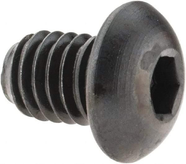 Made in USA - 3/8-16 UNC Hex Socket Drive, Button Screw - Alloy Steel, Black Oxide Finish, Fully Threaded, 1/2" Length Under Head - Eagle Tool & Supply