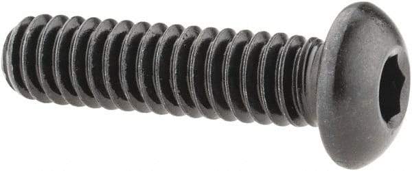 Made in USA - 1/4-20 UNC Hex Socket Drive, Button Screw - Alloy Steel, Black Oxide Finish, Fully Threaded, 1" Length Under Head - Eagle Tool & Supply