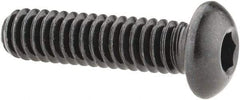 Made in USA - 1/4-20 UNC Hex Socket Drive, Button Screw - Alloy Steel, Black Oxide Finish, Fully Threaded, 1" Length Under Head - Eagle Tool & Supply