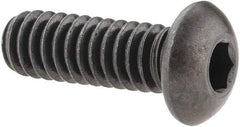 Made in USA - 1/4-20 UNC Hex Socket Drive, Button Screw - Alloy Steel, Black Oxide Finish, Fully Threaded, 3/4" Length Under Head - Eagle Tool & Supply