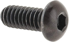 Made in USA - 1/4-20 UNC Hex Socket Drive, Button Screw - Alloy Steel, Black Oxide Finish, Fully Threaded, 5/8" Length Under Head - Eagle Tool & Supply