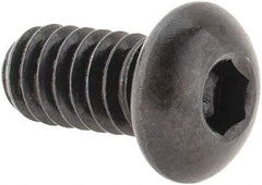 Made in USA - 1/4-20 UNC Hex Socket Drive, Button Screw - Alloy Steel, Black Oxide Finish, Fully Threaded, 1/2" Length Under Head - Eagle Tool & Supply