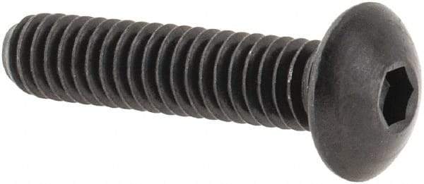 Made in USA - #8-32 UNC Hex Socket Drive, Button Screw - Alloy Steel, Black Oxide Finish, Fully Threaded, 3/4" Length Under Head - Eagle Tool & Supply