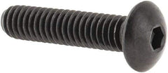 Made in USA - #8-32 UNC Hex Socket Drive, Button Screw - Alloy Steel, Black Oxide Finish, Fully Threaded, 3/4" Length Under Head - Eagle Tool & Supply