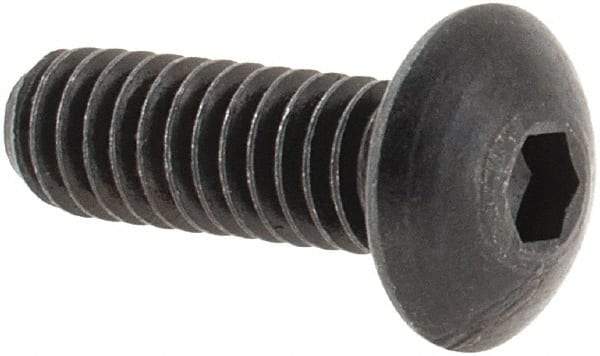 Made in USA - #8-32 UNC Hex Socket Drive, Button Screw - Alloy Steel, Black Oxide Finish, Fully Threaded, 1/2" Length Under Head - Eagle Tool & Supply