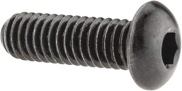 Made in USA - 5/16-18 UNC Hex Socket Drive, Button Screw - Alloy Steel, Black Oxide Finish, Fully Threaded, 1" Length Under Head - Eagle Tool & Supply
