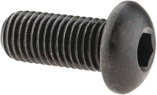 Made in USA - 5/16-24 UNF Hex Socket Drive, Button Screw - Alloy Steel, Black Oxide Finish, Fully Threaded, 3/4" Length Under Head - Eagle Tool & Supply
