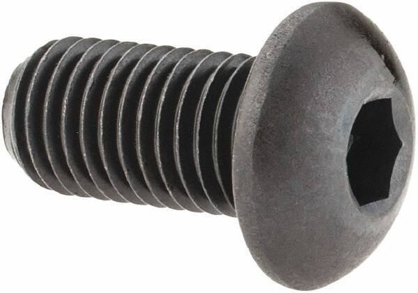 Made in USA - 5/16-24 UNF Hex Socket Drive, Button Screw - Alloy Steel, Black Oxide Finish, Fully Threaded, 5/8" Length Under Head - Eagle Tool & Supply