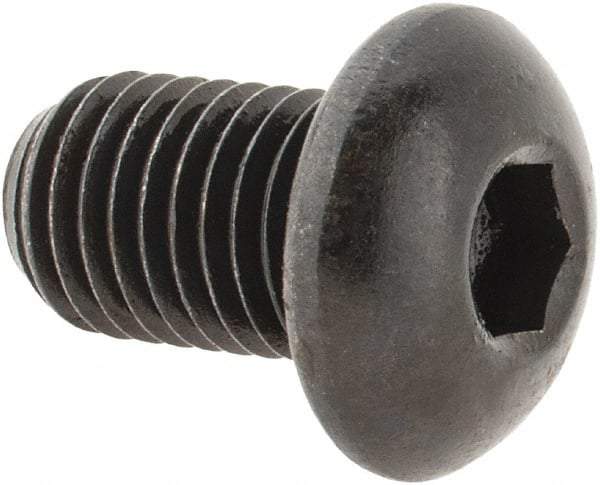 Made in USA - 5/16-24 UNF Hex Socket Drive, Button Screw - Alloy Steel, Black Oxide Finish, Fully Threaded, 1/2" Length Under Head - Eagle Tool & Supply