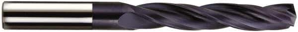 Accupro - 12mm 150° Solid Carbide Jobber Drill - TiN Finish, Spiral Flute, 121mm OAL, Standard Point - Eagle Tool & Supply