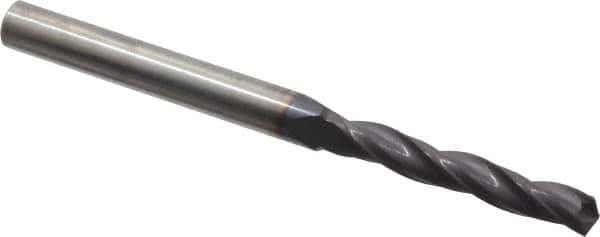 Accupro - #7 150° Solid Carbide Jobber Drill - AlTiN Finish, Spiral Flute, 3" OAL, Standard Point - Eagle Tool & Supply