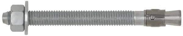 Powers Fasteners - 3/4" Diam, 3/4" Drill, 4-3/4" OAL, 4-1/2" Min Embedment Wedge Expansion Concrete Anchor - Steel, Galvanized Finish, Hex Nut Head, Hex Drive - Eagle Tool & Supply