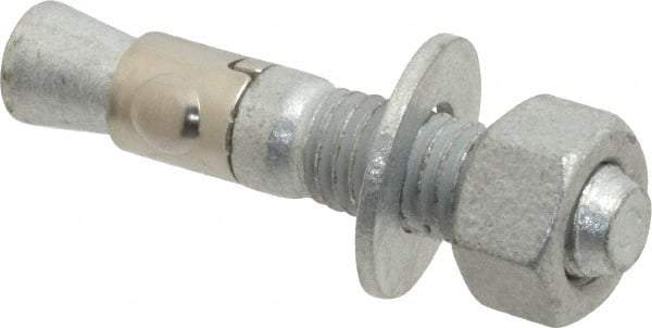 Powers Fasteners - 1/2" Diam, 1/2" Drill, 2-3/4" OAL, 3-3/8" Min Embedment Wedge Expansion Concrete Anchor - Steel, Galvanized Finish, Hex Nut Head, Hex Drive, 2" Thread Length - Eagle Tool & Supply