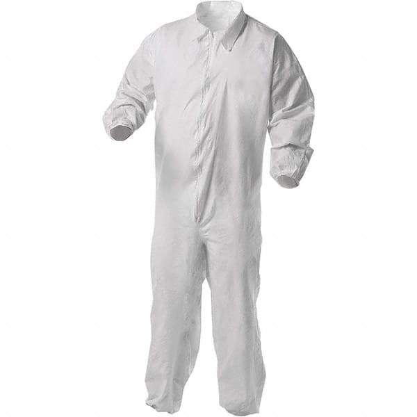 KleenGuard - Size 2XL Film Laminate General Purpose Coveralls - White, Zipper Closure, Elastic Cuffs, Elastic Ankles, Serged Seams - Eagle Tool & Supply