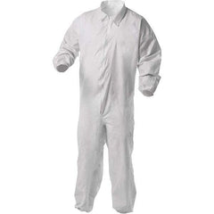 KleenGuard - Size 2XL Film Laminate General Purpose Coveralls - White, Zipper Closure, Elastic Cuffs, Elastic Ankles, Serged Seams - Eagle Tool & Supply