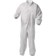 KleenGuard - Size L Film Laminate General Purpose Coveralls - White, Zipper Closure, Elastic Cuffs, Elastic Ankles, Serged Seams - Eagle Tool & Supply