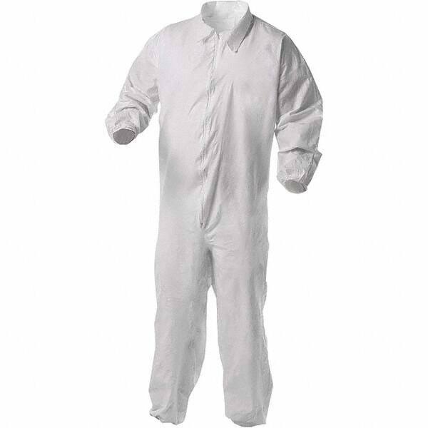 KleenGuard - Size XL Film Laminate General Purpose Coveralls - White, Zipper Closure, Elastic Cuffs, Elastic Ankles, Serged Seams - Eagle Tool & Supply