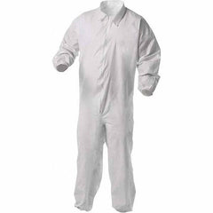 KleenGuard - Size XL Film Laminate General Purpose Coveralls - White, Zipper Closure, Elastic Cuffs, Elastic Ankles, Serged Seams - Eagle Tool & Supply