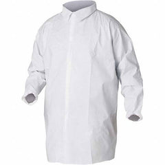 KleenGuard - Size XL White Lab Coat without Pockets - Microporous Film Laminate, Snap Front, Elastic Cuffs - Eagle Tool & Supply