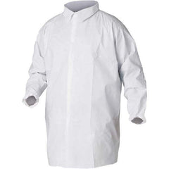 KleenGuard - Size 3XL White Lab Coat without Pockets - Microporous Film Laminate, Snap Front, Elastic Cuffs - Eagle Tool & Supply