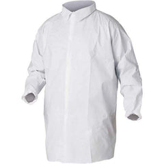 KleenGuard - Size 2XL White Lab Coat without Pockets - Microporous Film Laminate, Snap Front, Elastic Cuffs - Eagle Tool & Supply